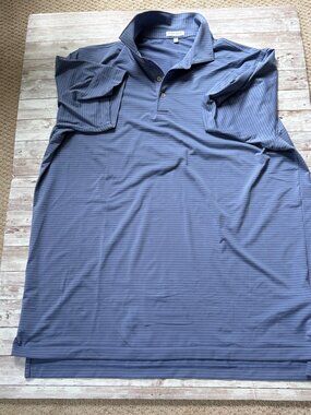 Peter Millar Summer Comfort Golf Shirt - XXL - Blue on Blue Stripe